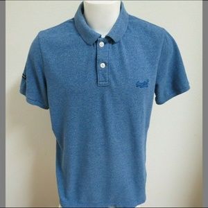 Sz 2XL Blue Superdry Slim Mens Cotton 39C Polo